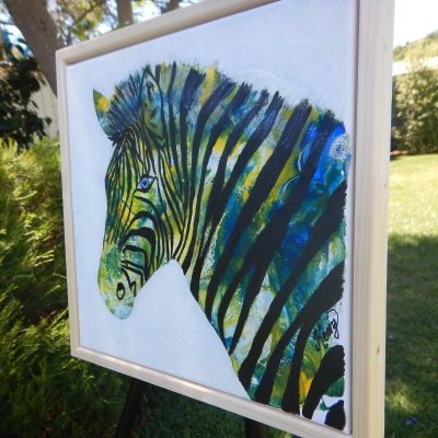 KerryT artwork for sale side view Zed the Zebra