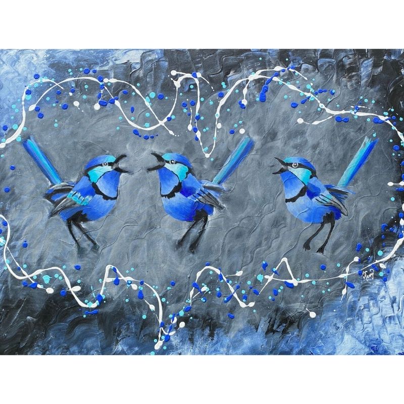 KerryT painting artwork Blue Wren Harmonies